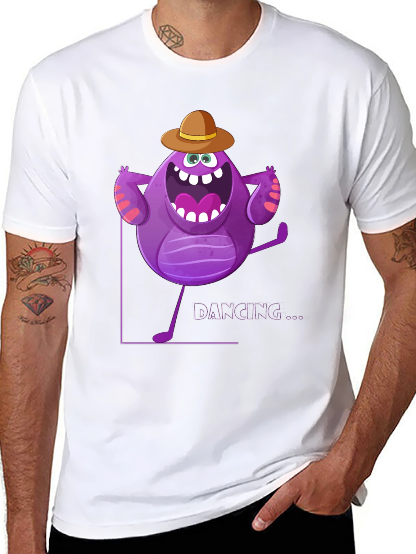 Dancing Purple Monster Graphic T-Shirt