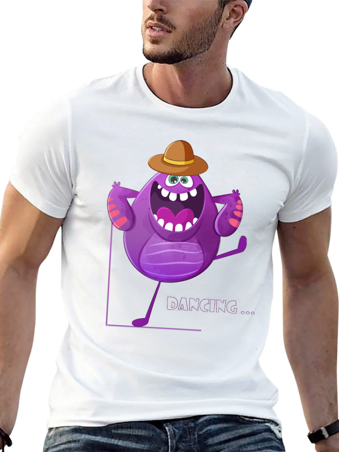 Dancing Purple Monster Graphic T-Shirt