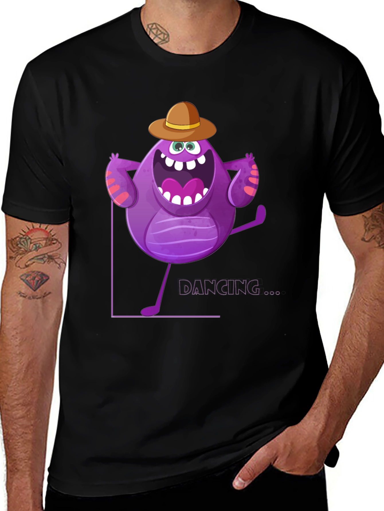 Dancing Purple Monster Graphic T-Shirt