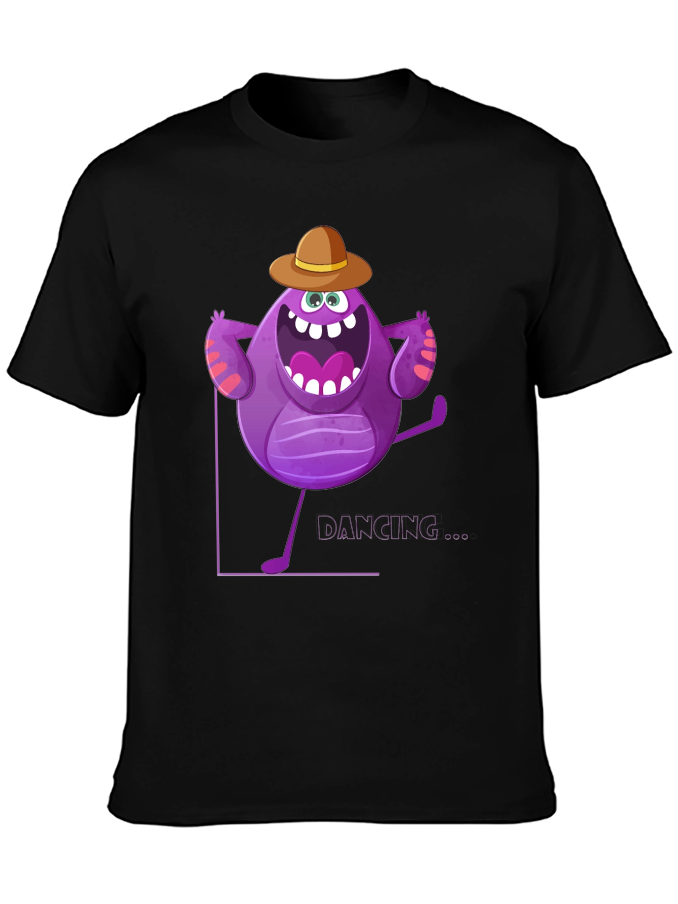 Dancing Purple Monster Graphic T-Shirt
