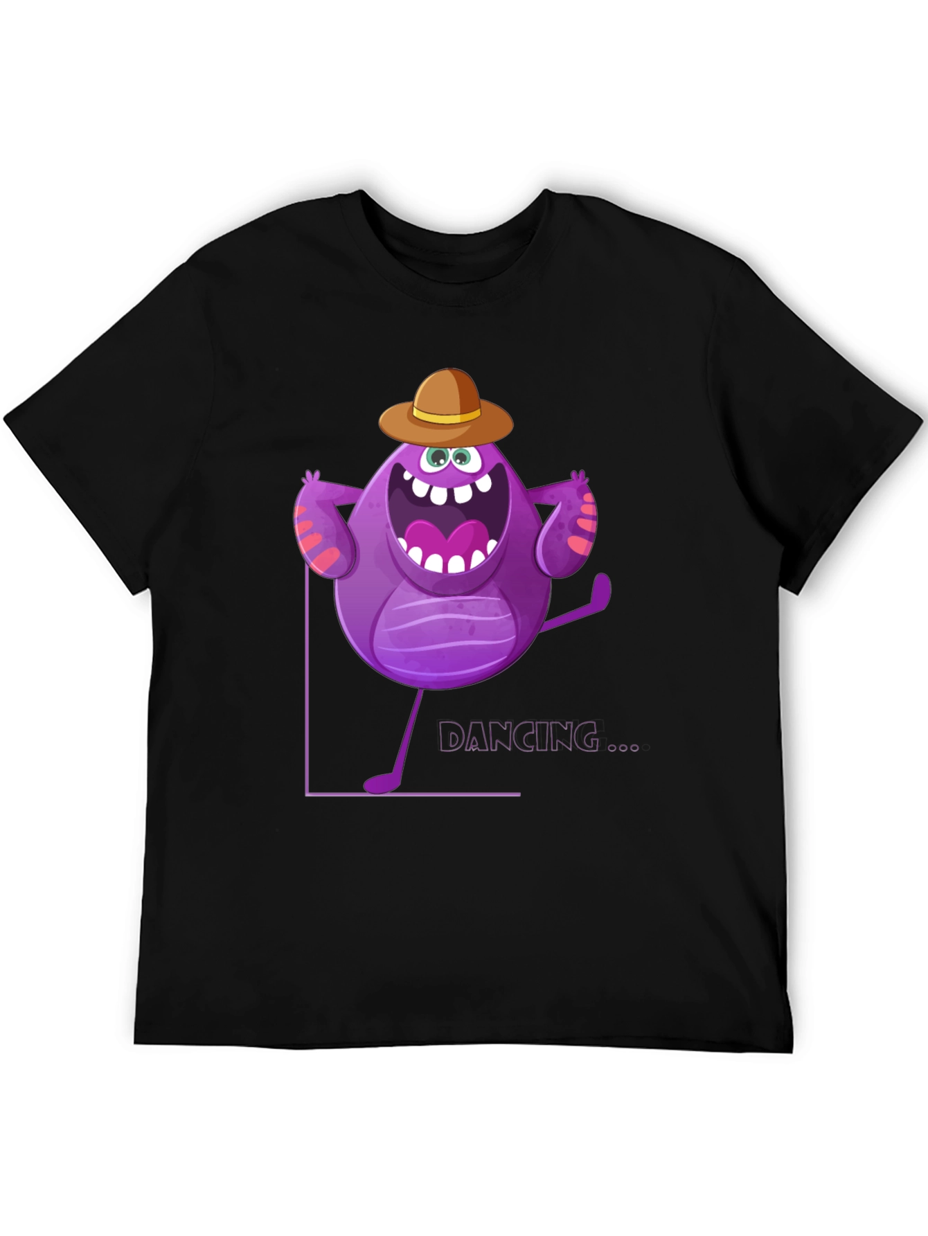 Dancing Purple Monster Graphic T-Shirt