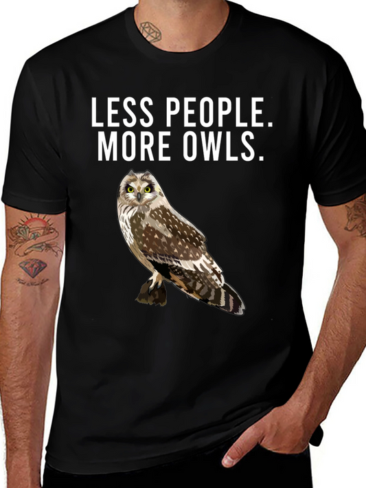 Less People More Owls Graphic T-Shirt - Bird Lover Tee