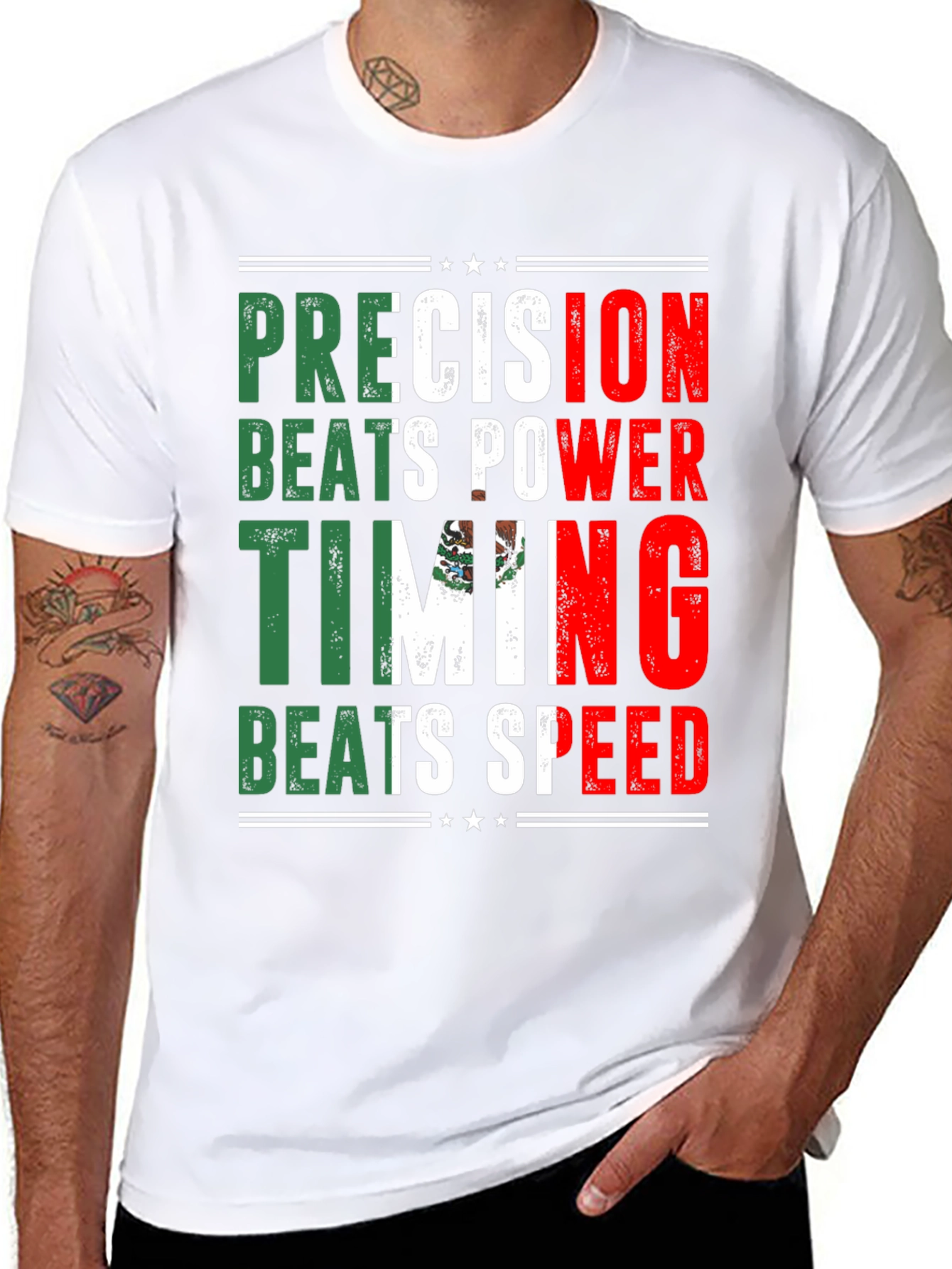 Precision Beats Power Mexico Flag T-Shirt