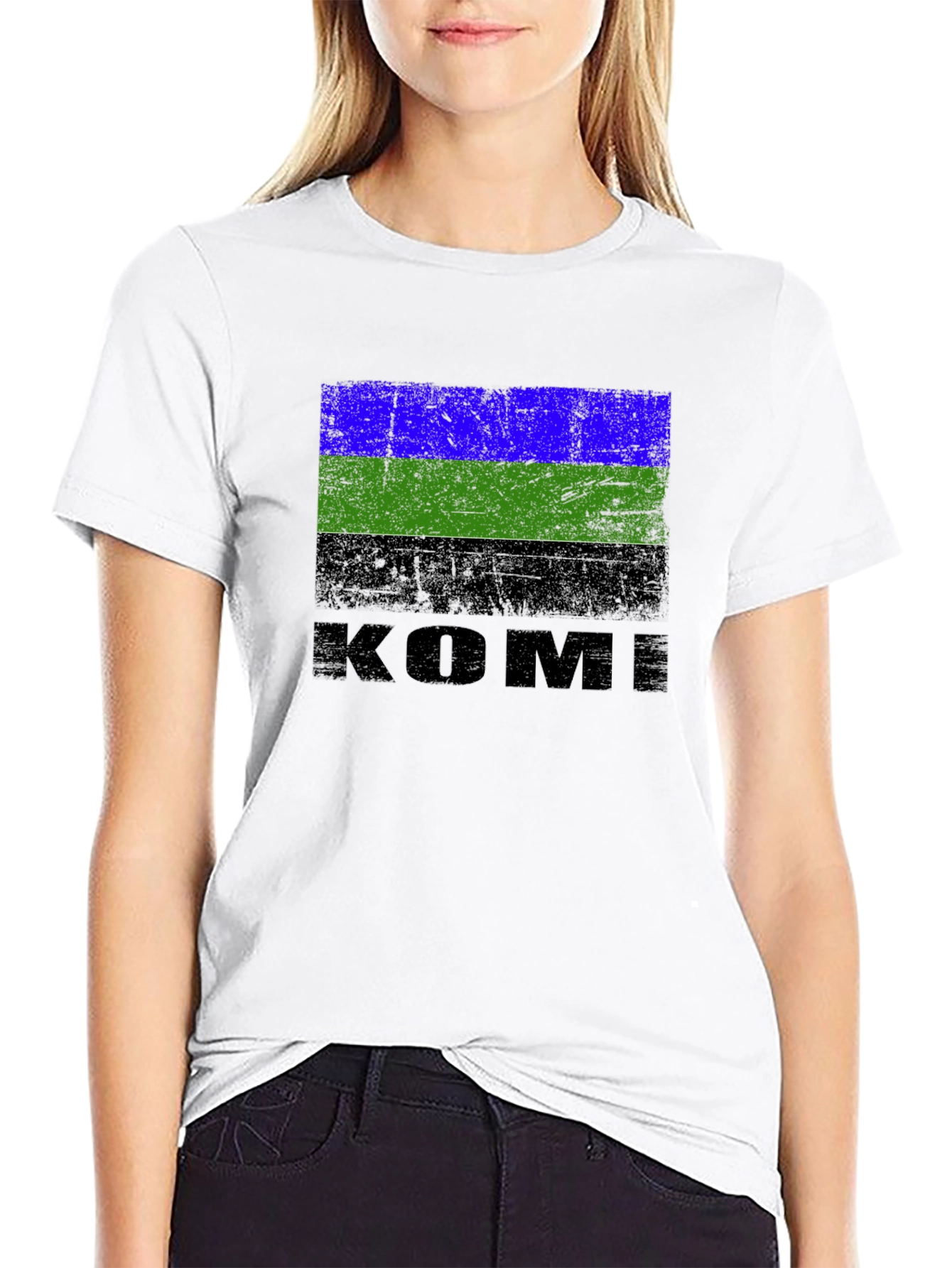 Komi Republic Flag T-Shirt - Distressed Design