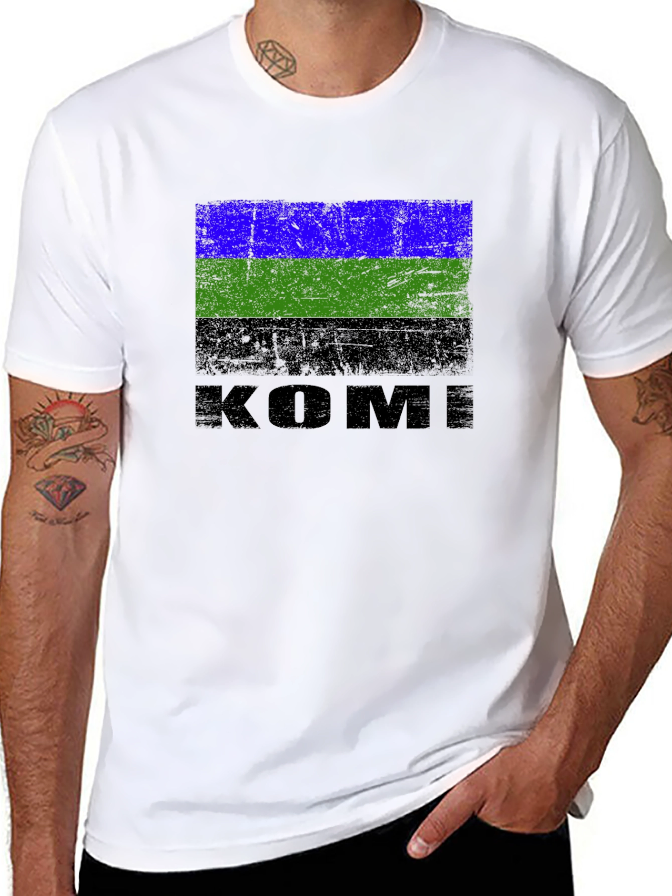 Komi Republic Flag T-Shirt - Distressed Design