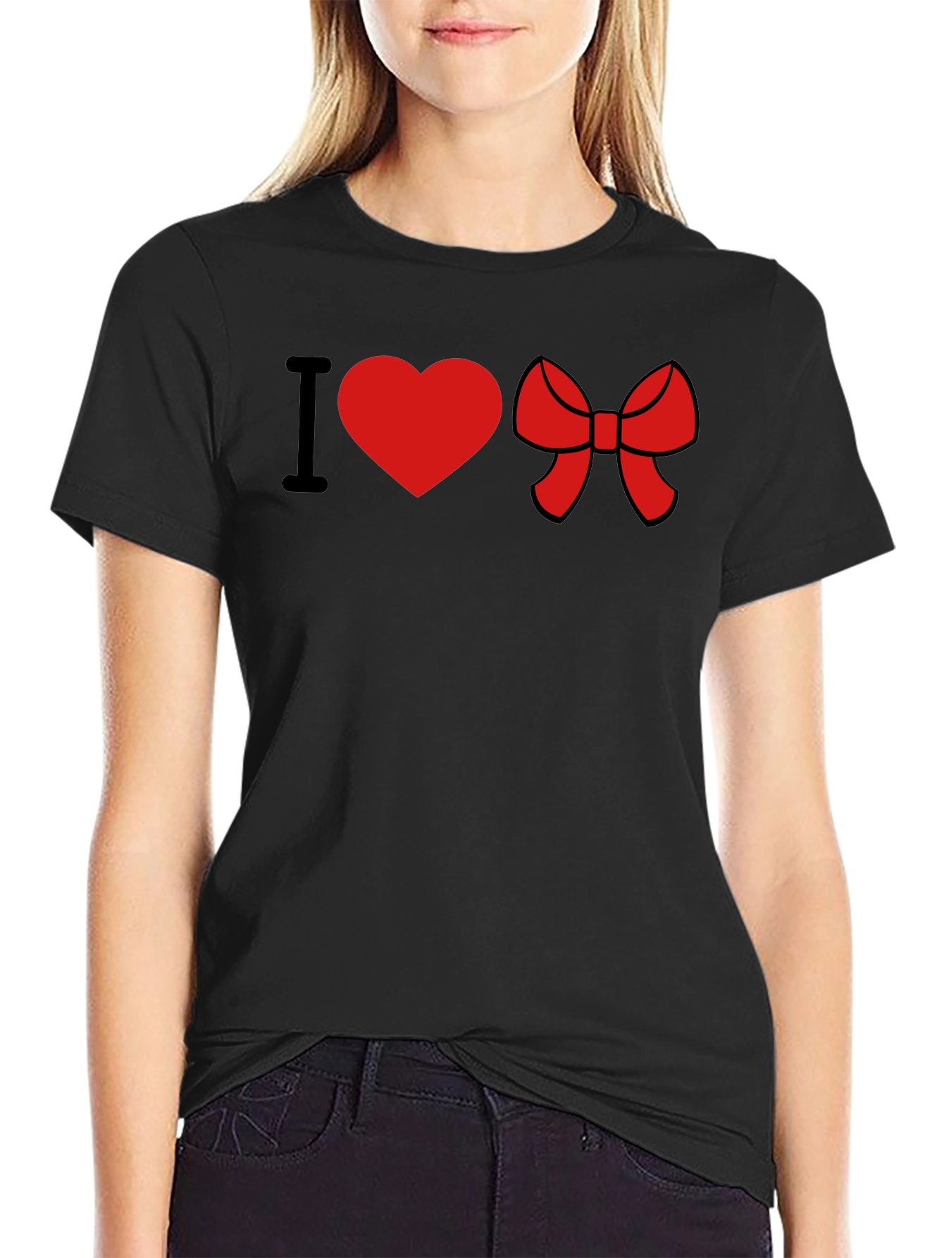 I Heart Bow Black Tee