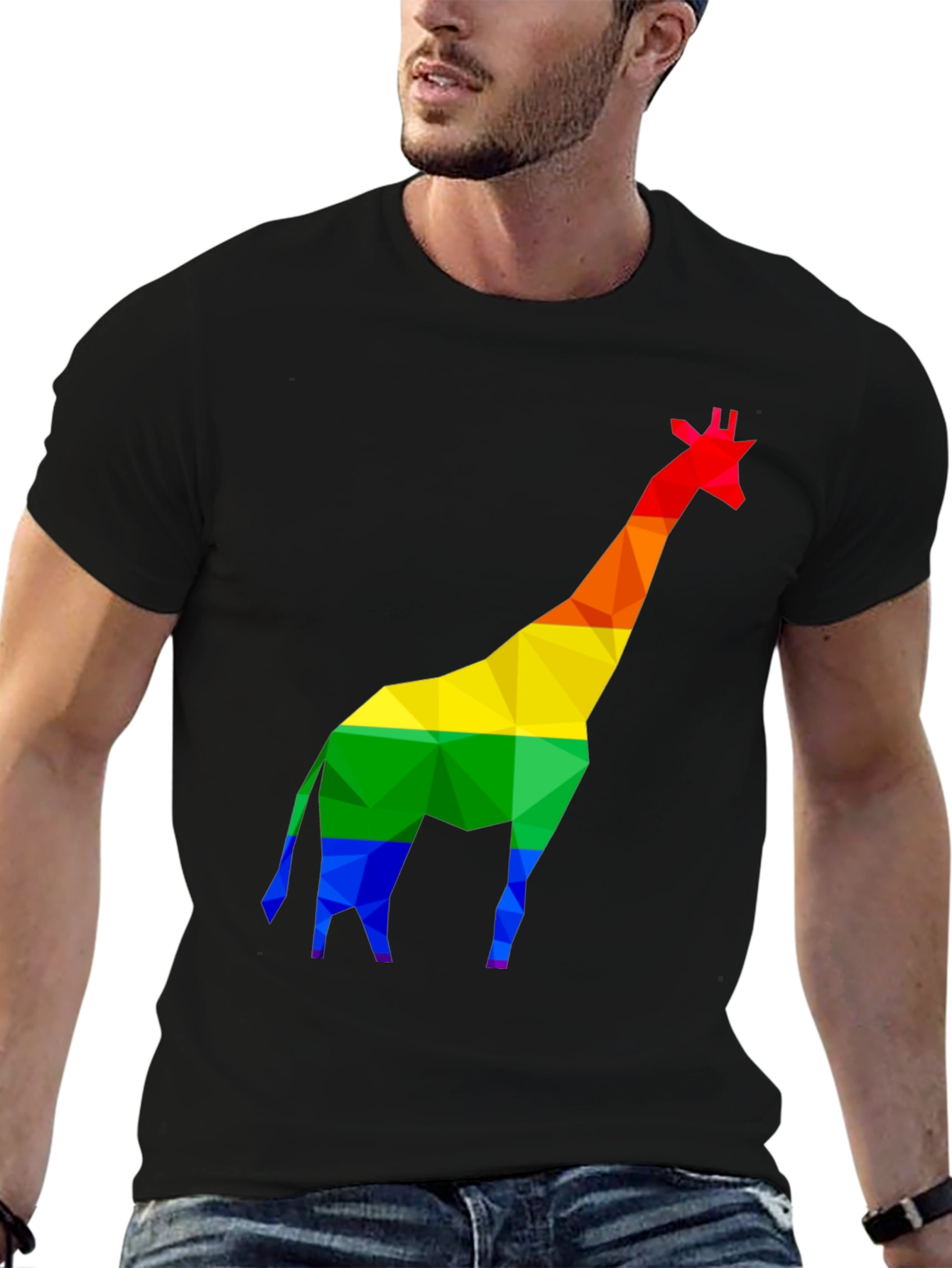 Rainbow Giraffe Graphic Tee - Black
