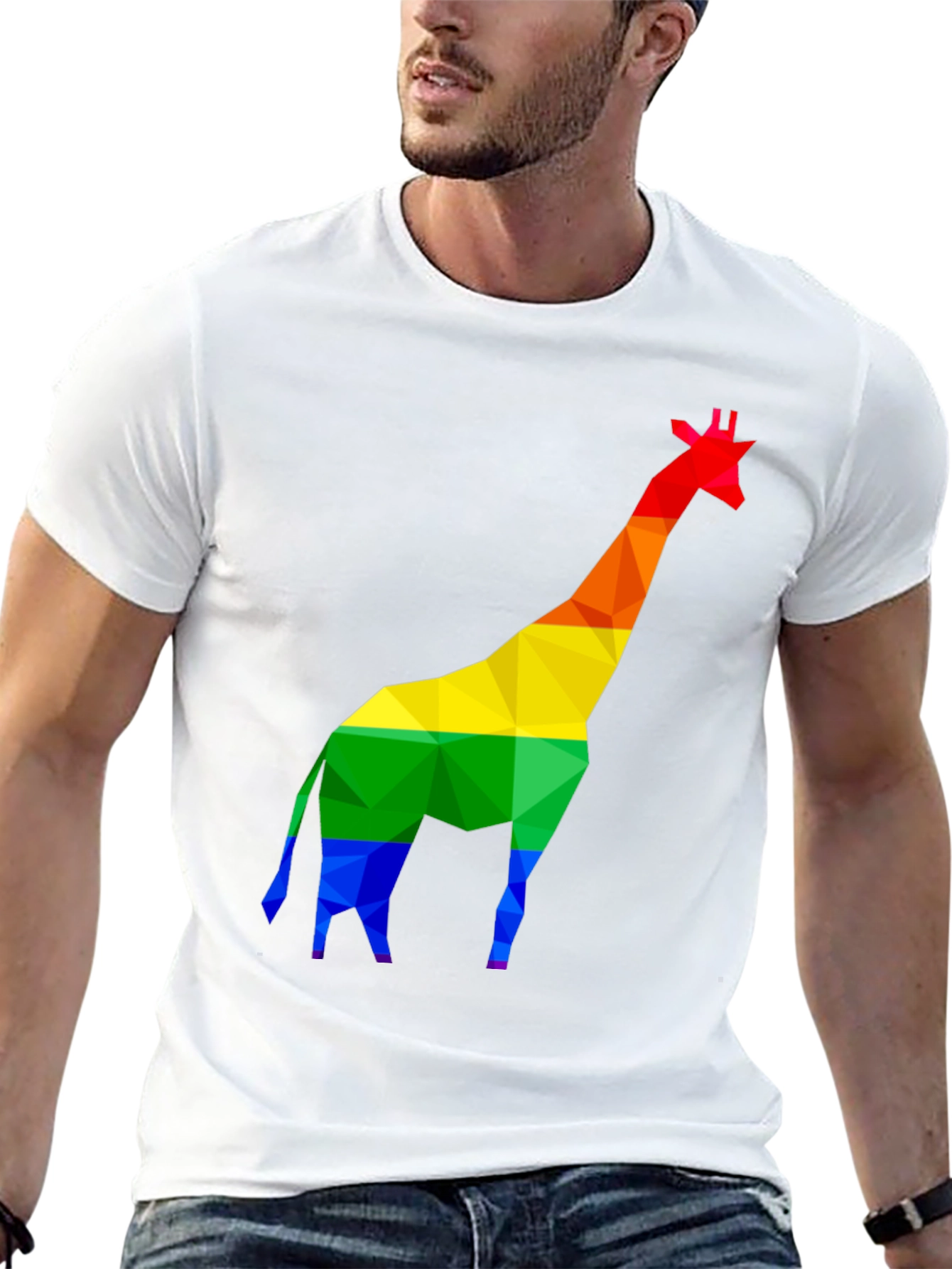 Rainbow Giraffe Graphic Tee - Black