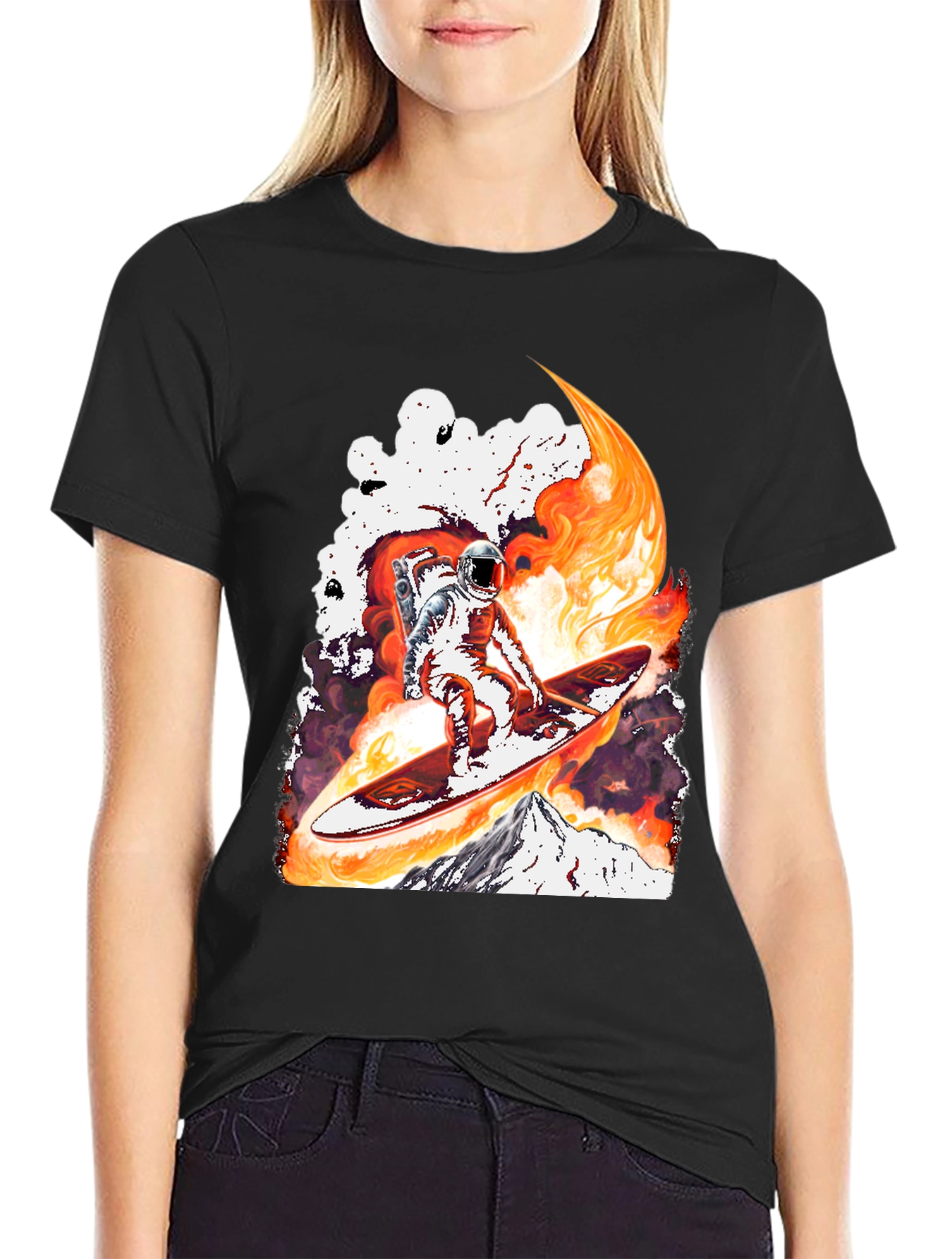 Astronaut Surfing T-Shirt - Space Adventure Tee