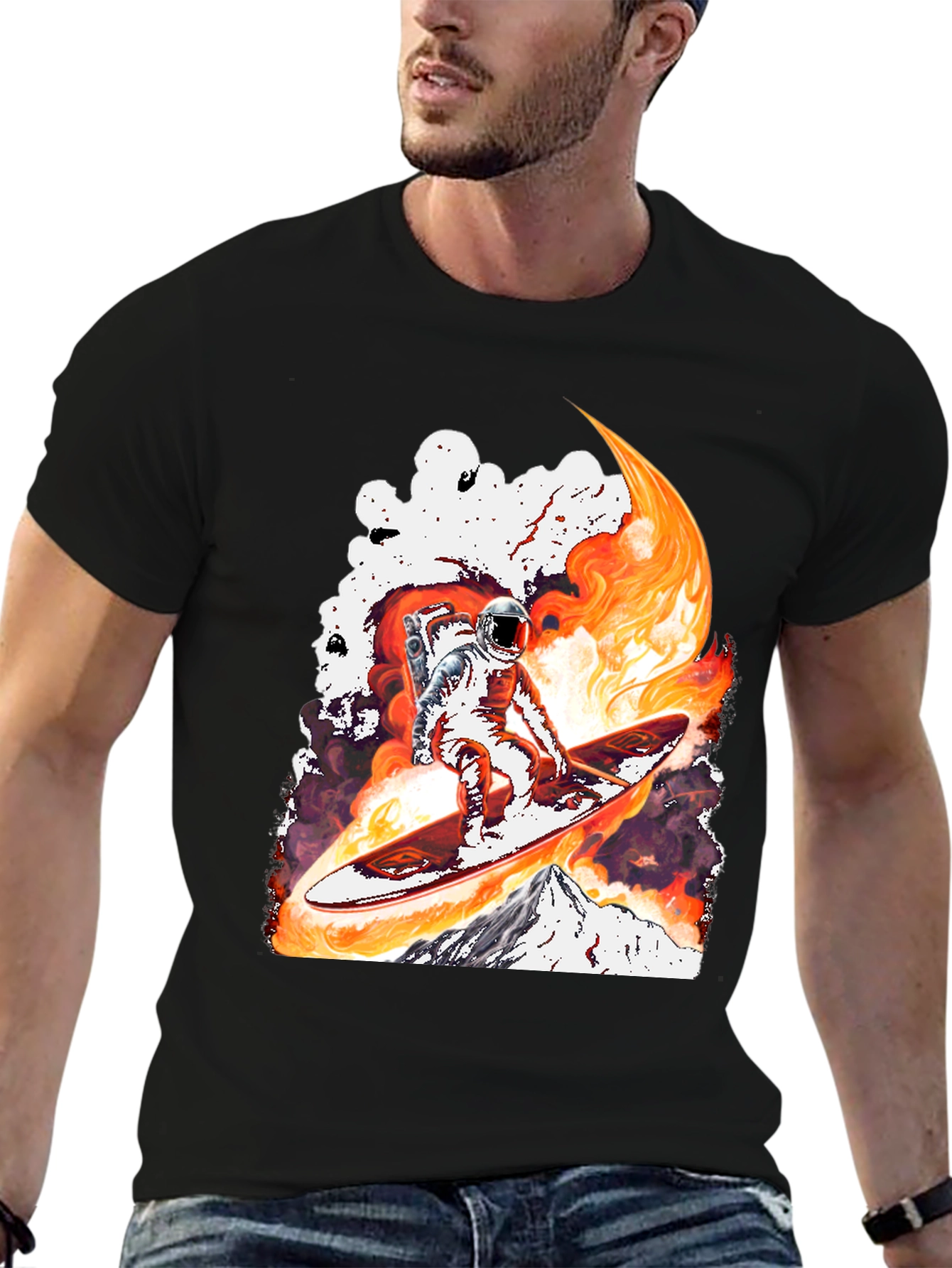 Astronaut Surfing T-Shirt - Space Adventure Tee