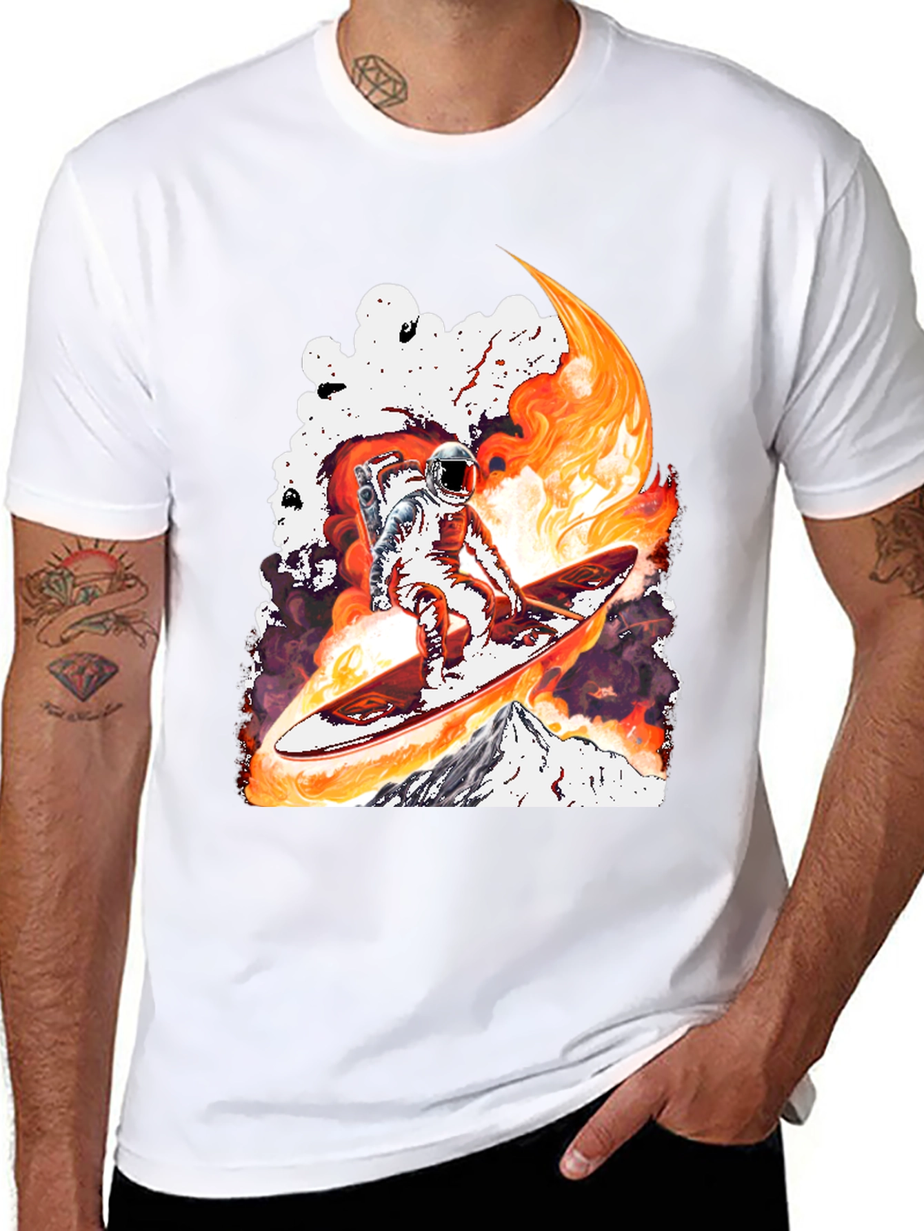 Astronaut Surfing T-Shirt - Space Adventure Tee