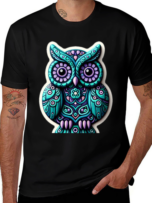 Funky Owl Graphic Tee - Mens Black T-Shirt