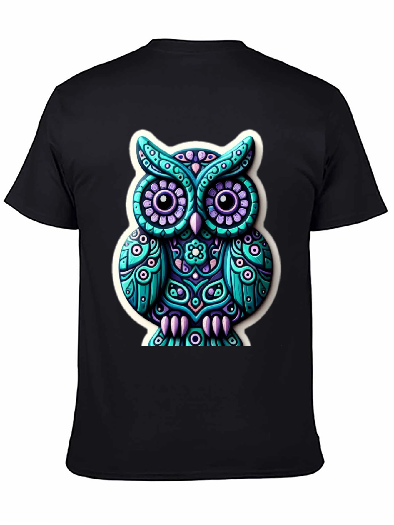 Funky Owl Graphic Tee - Mens Black T-Shirt