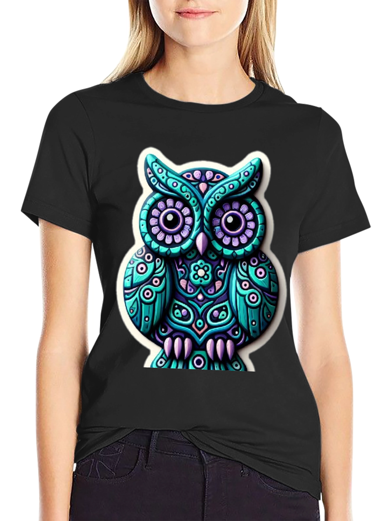 Funky Owl Graphic Tee - Mens Black T-Shirt