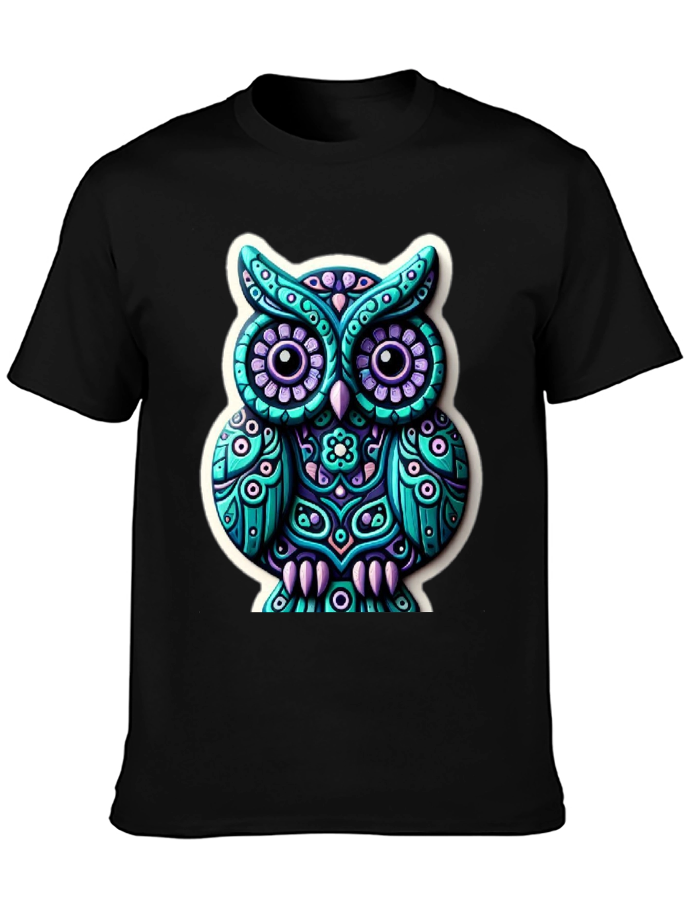 Funky Owl Graphic Tee - Mens Black T-Shirt