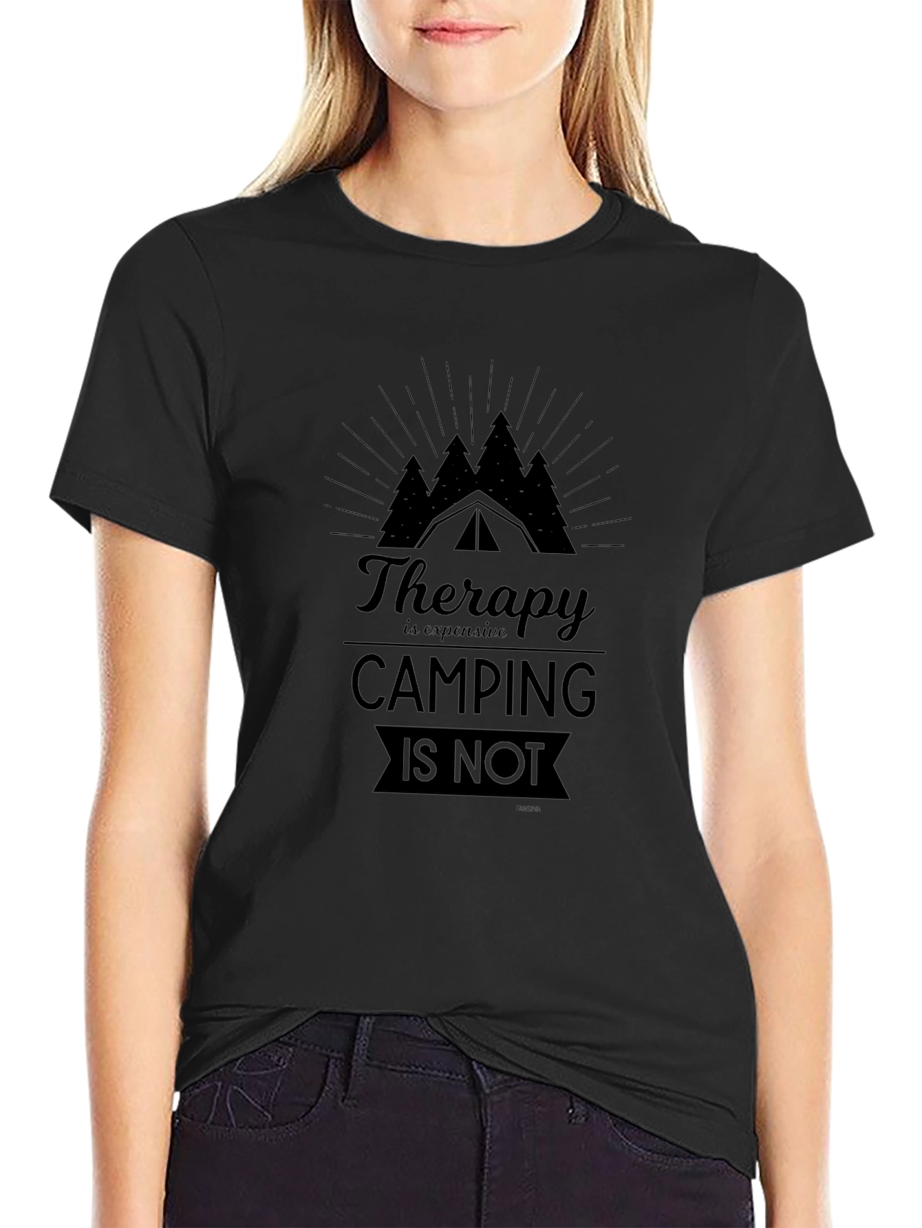 Camping Therapy Graphic Tee - Black Unisex