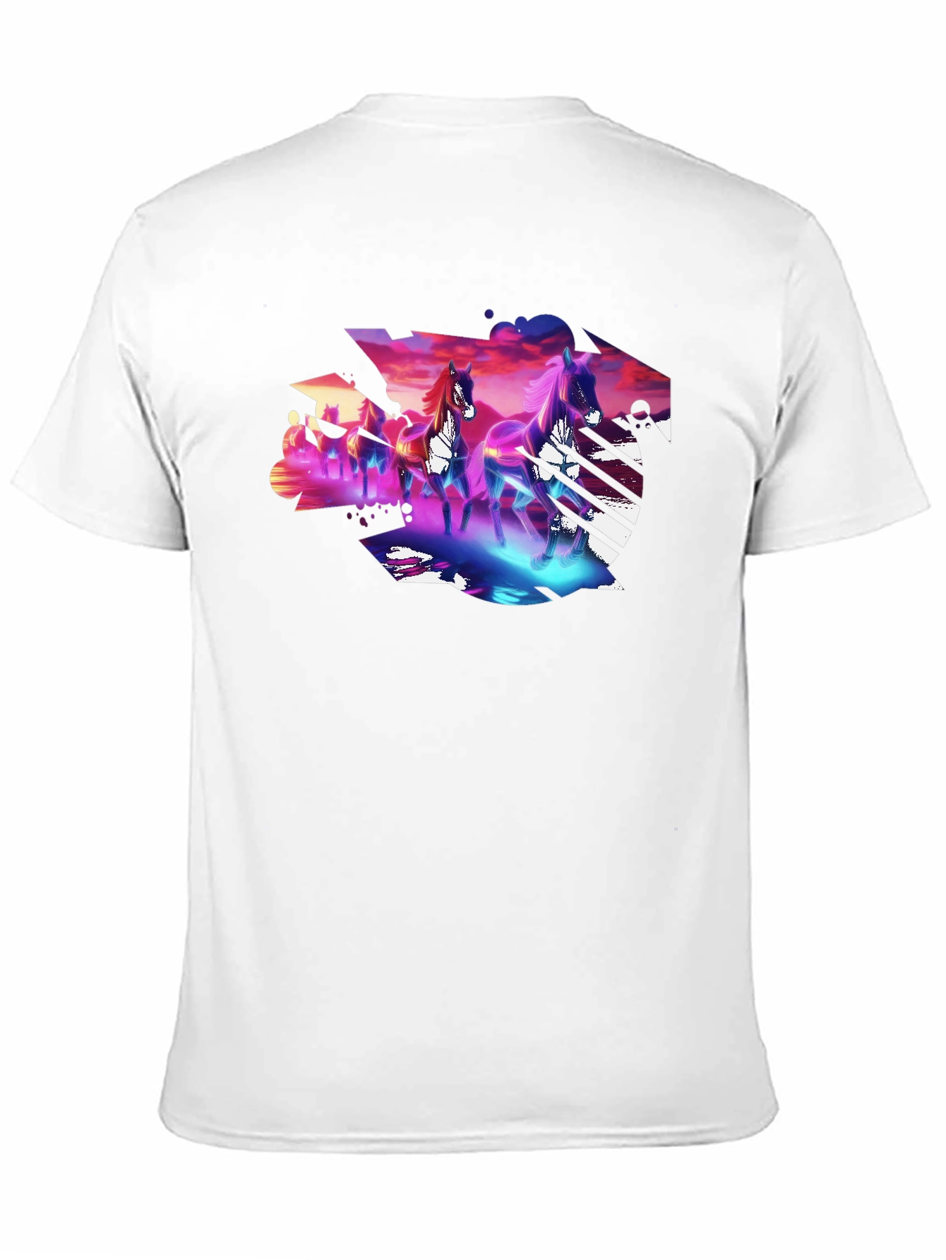 Neon Horses Graphic Tee - Mens Black T-Shirt