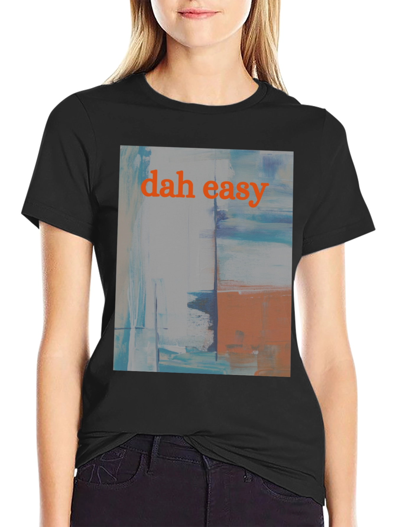 Dah Easy Abstract Art Black T-Shirt