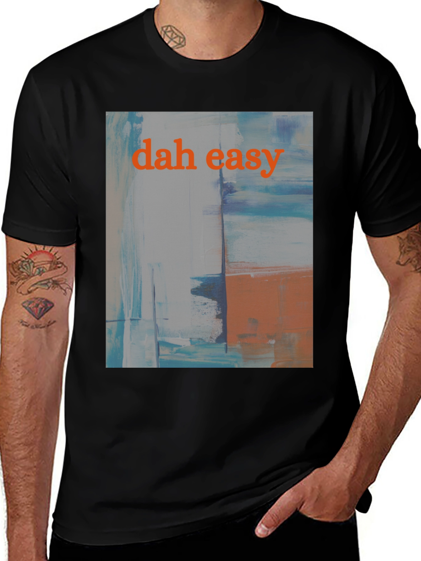 Dah Easy Abstract Art Black T-Shirt