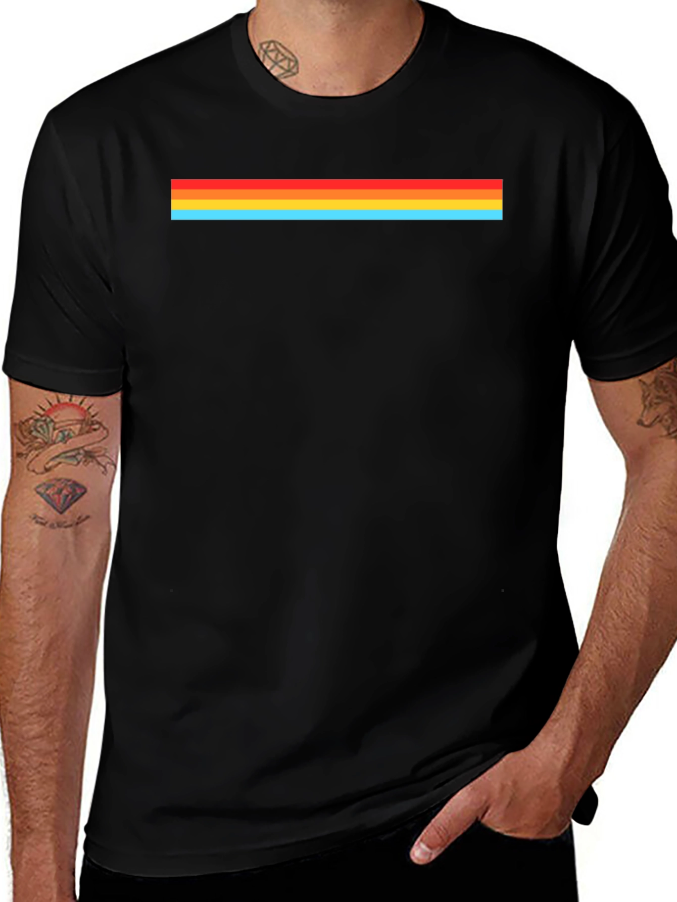 Retro Stripe Black Tee - Bold Style