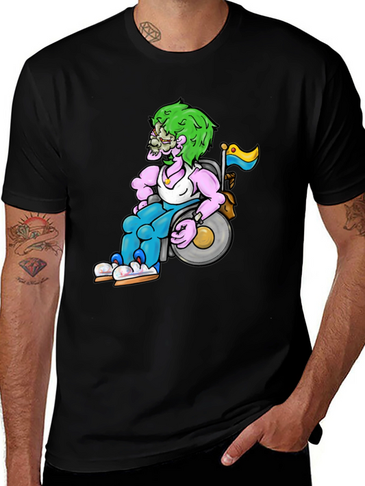 Unique Graphic Tee - Wheelchair Zombie Design