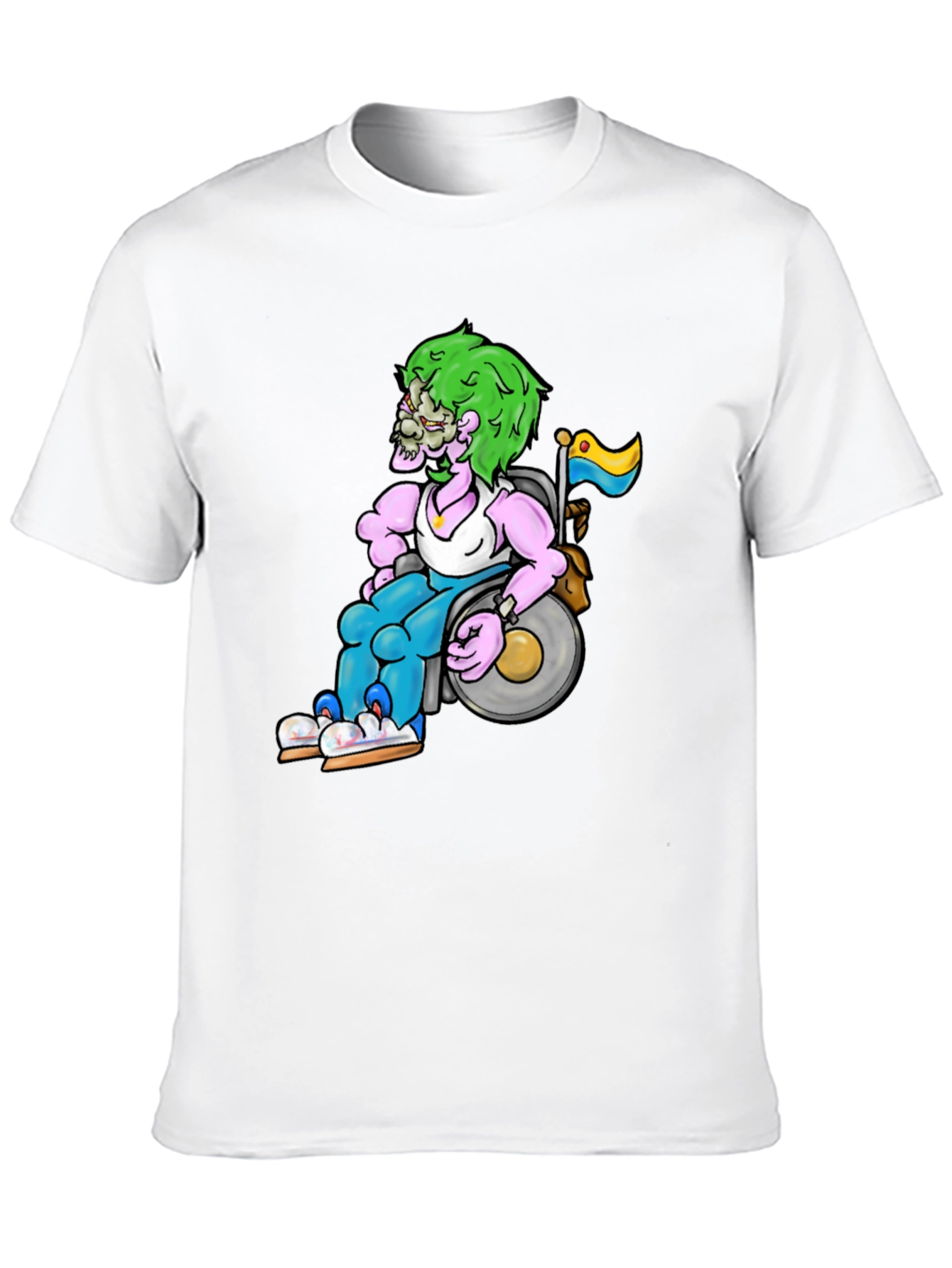 Unique Graphic Tee - Wheelchair Zombie Design