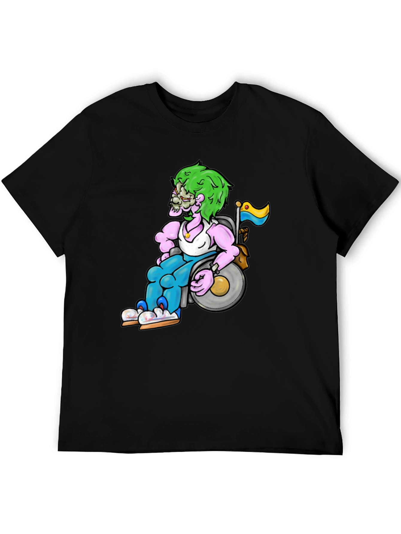 Unique Graphic Tee - Wheelchair Zombie Design