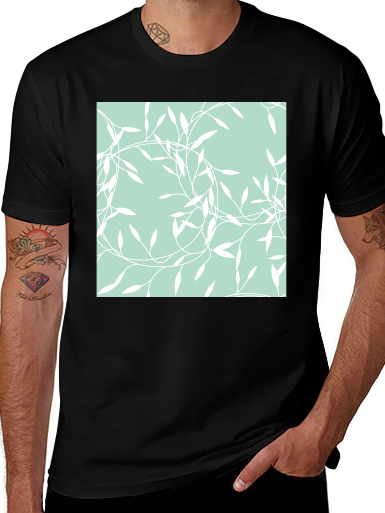 Leaf Pattern Graphic Tee