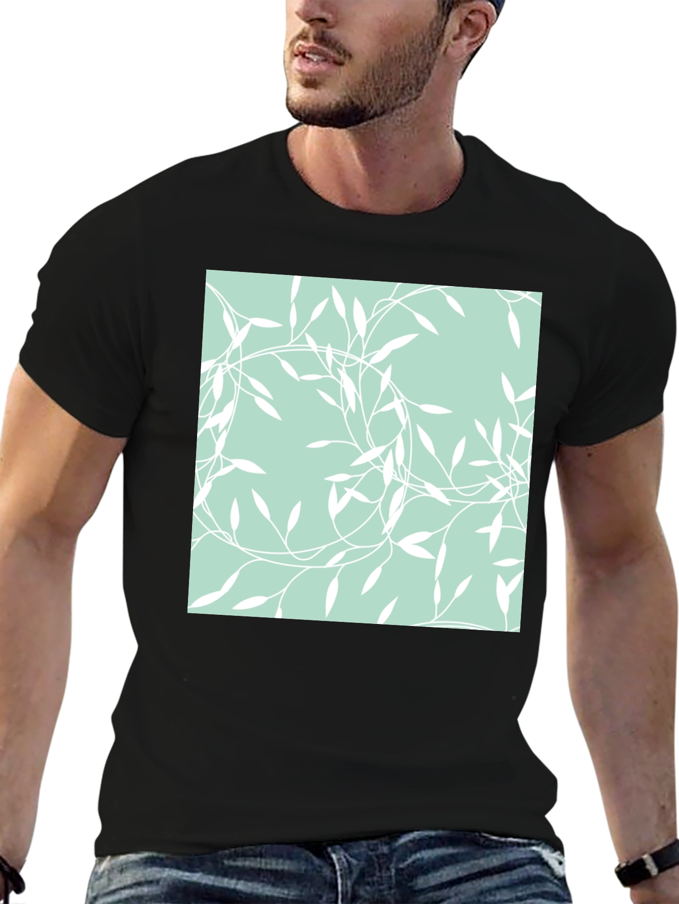 Leaf Pattern Graphic Tee