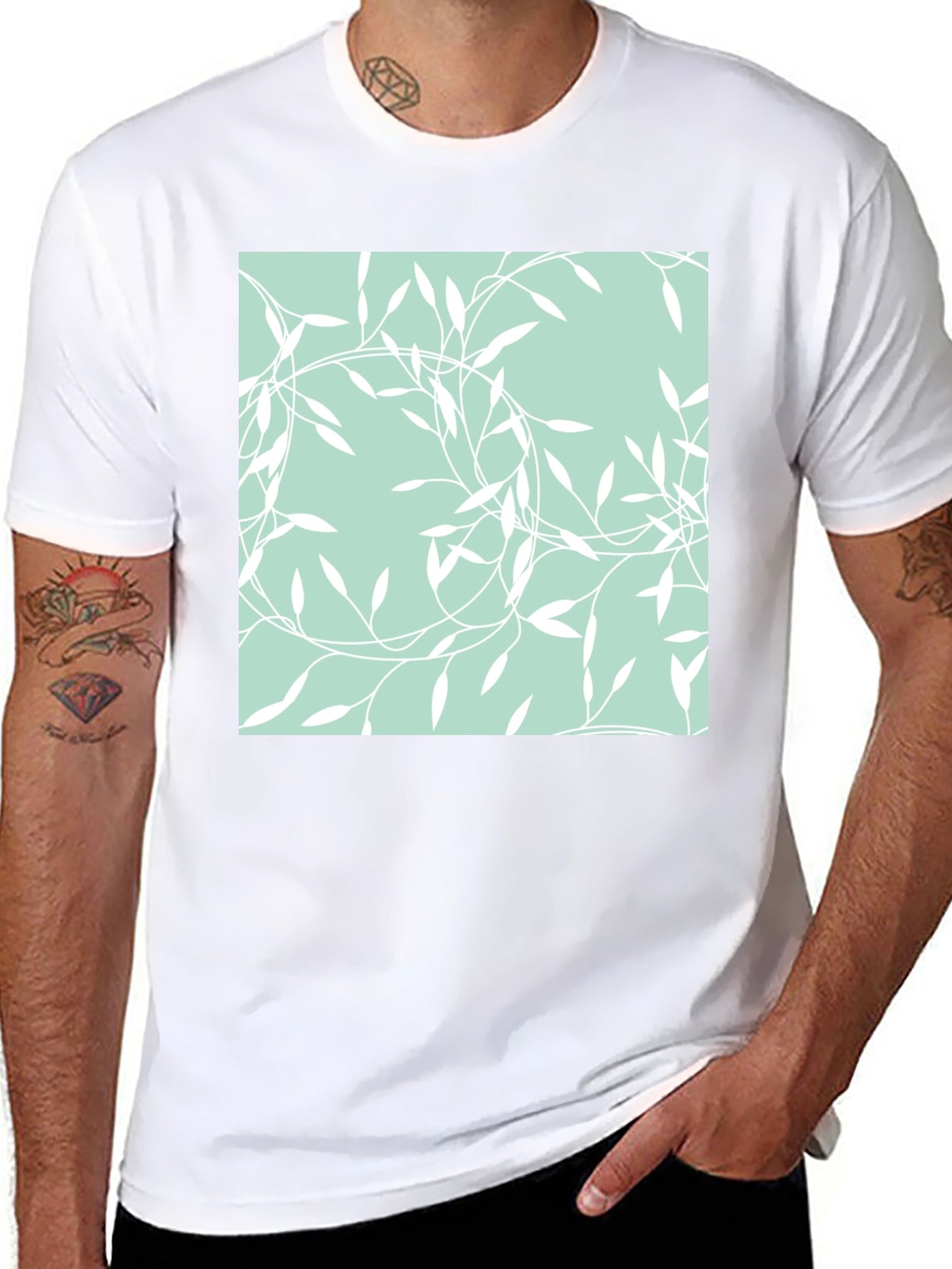 Leaf Pattern Graphic Tee