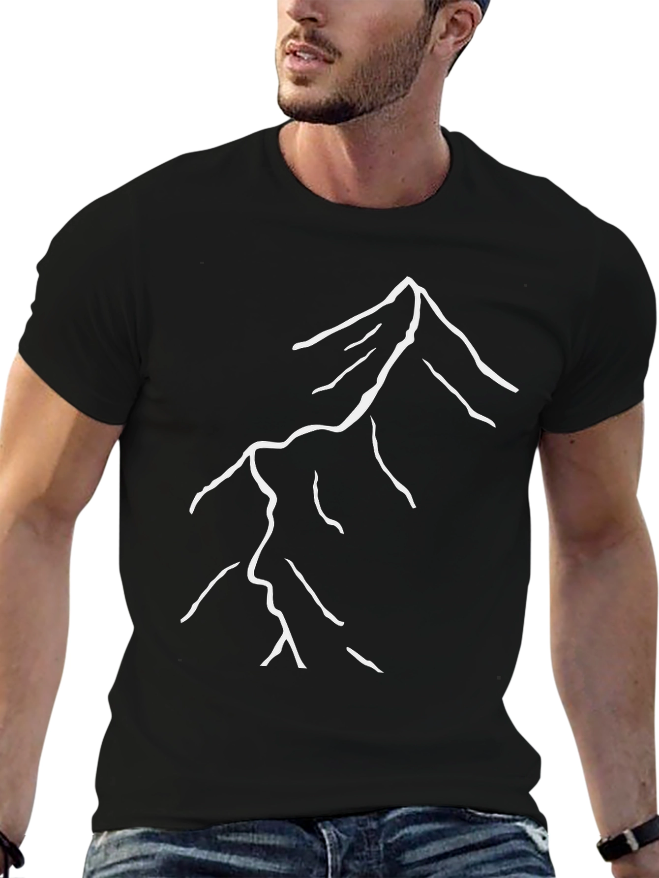 Minimalist Mountain Graphic T-Shirt - Black