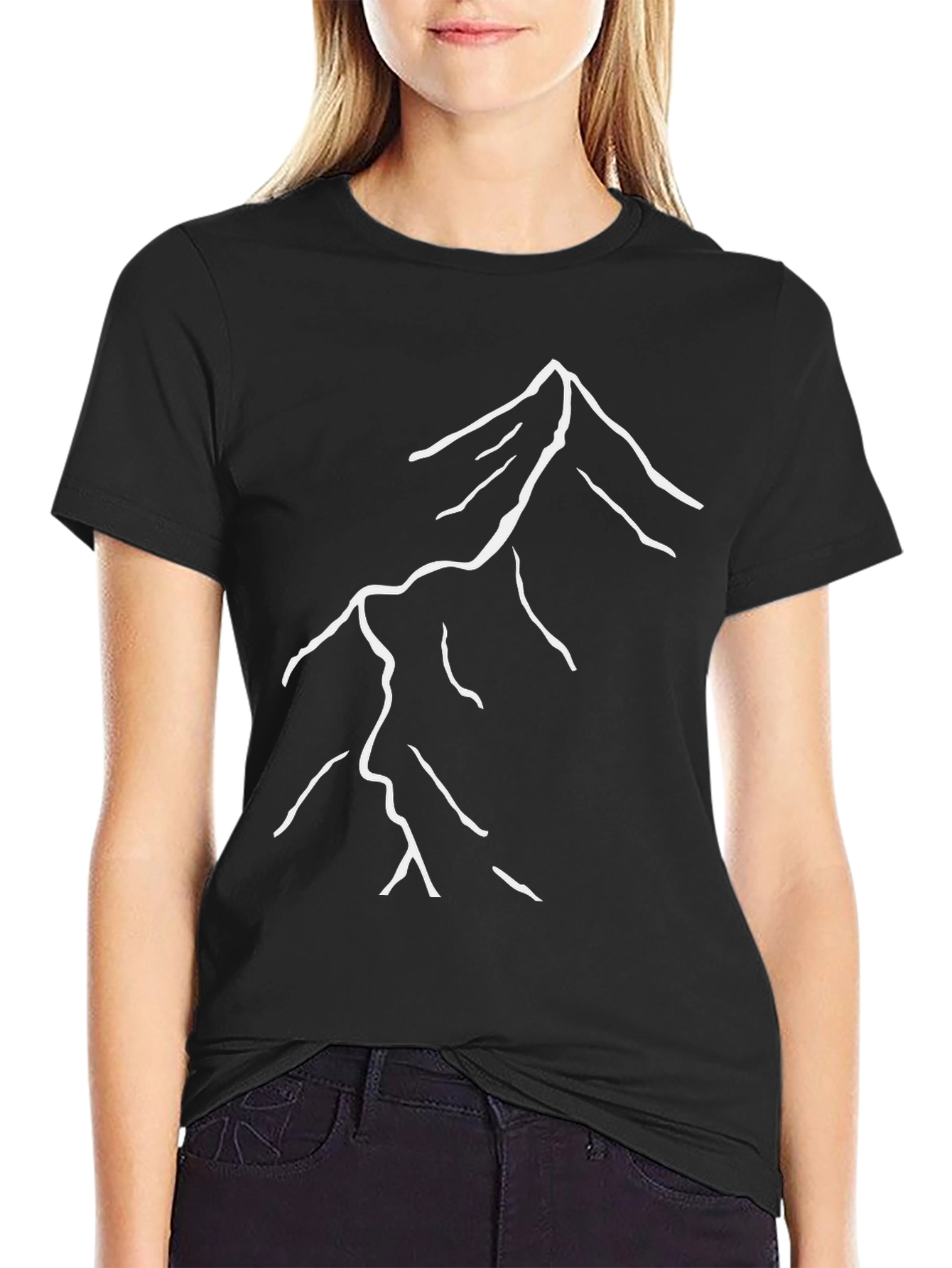 Minimalist Mountain Graphic T-Shirt - Black