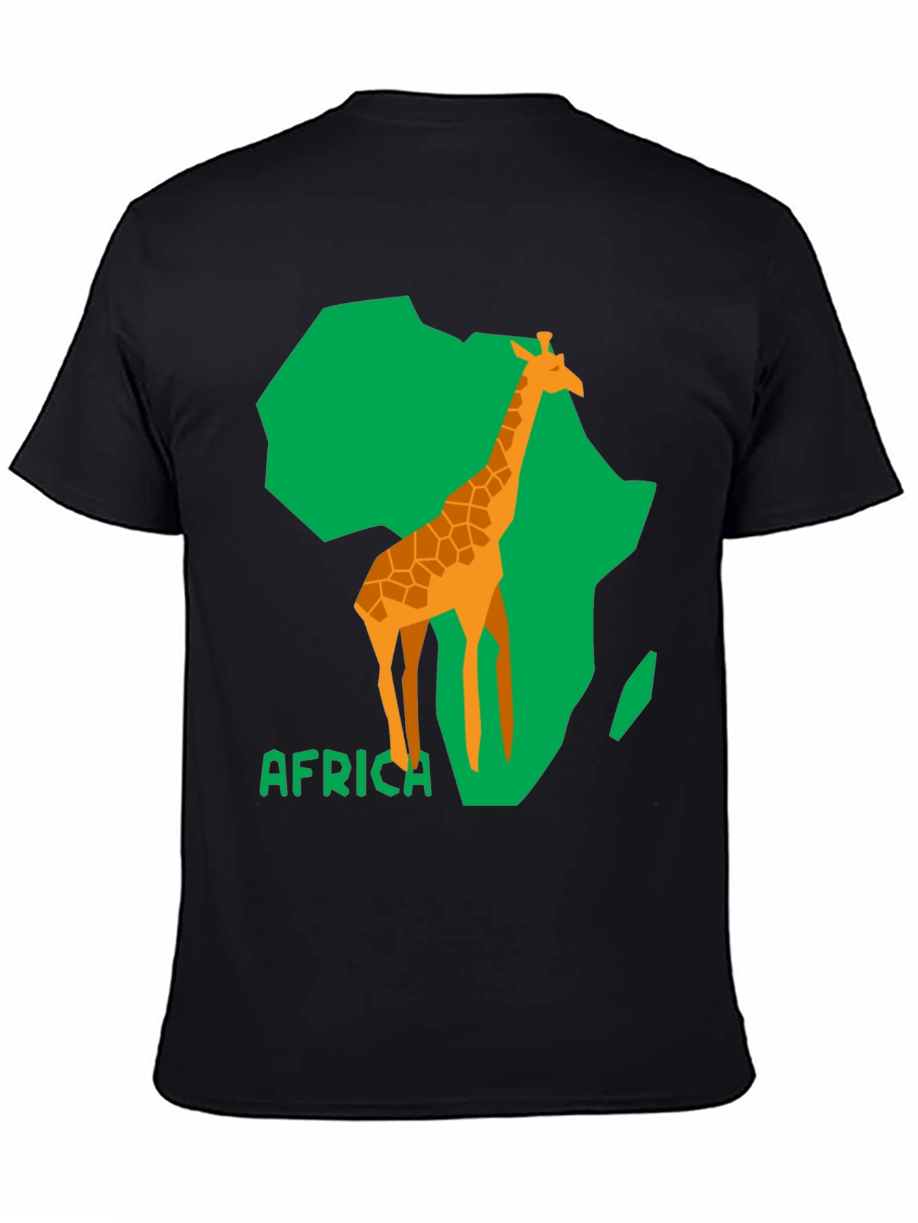 Africa Giraffe Graphic Tee - Black Cotton T-Shirt