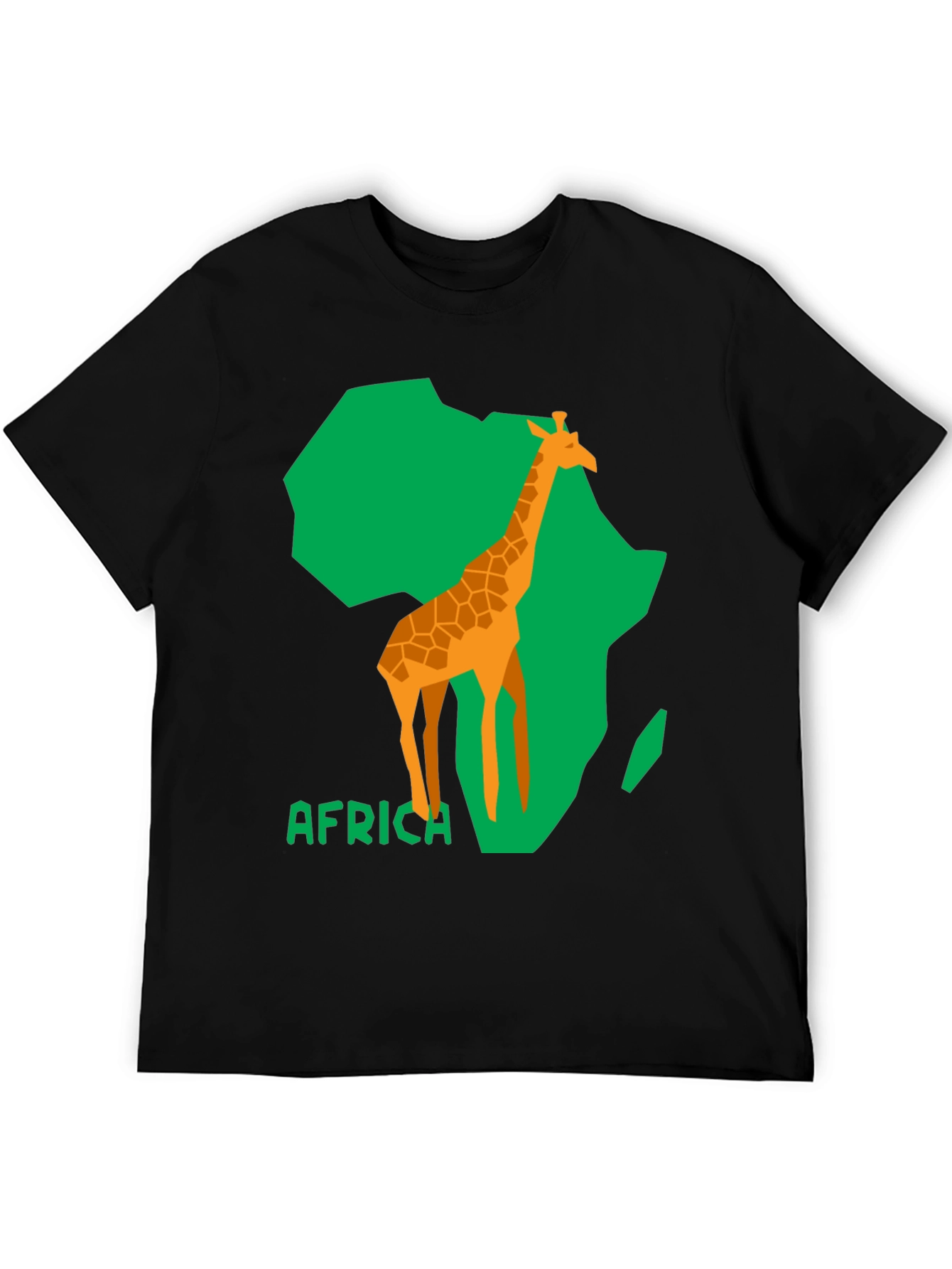 Africa Giraffe Graphic Tee - Black Cotton T-Shirt