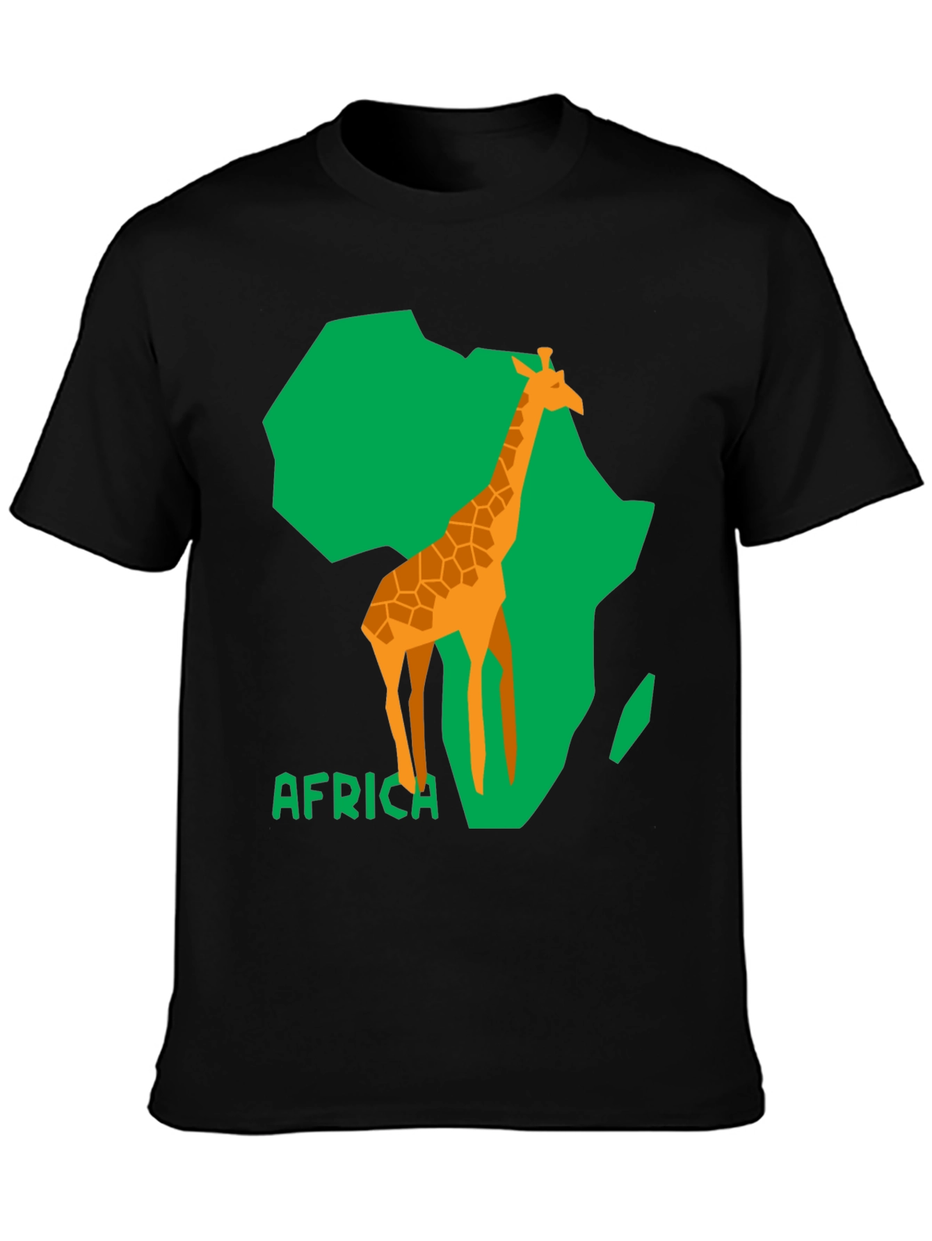 Africa Giraffe Graphic Tee - Black Cotton T-Shirt