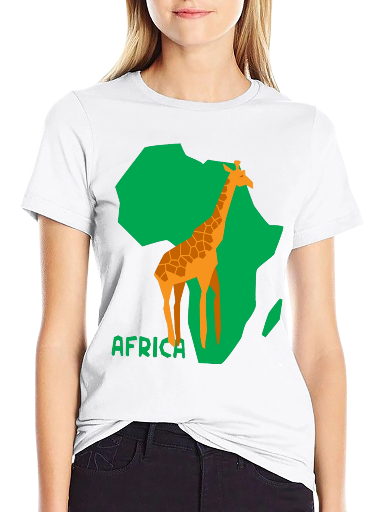 Africa Giraffe Graphic Tee - Black Cotton T-Shirt