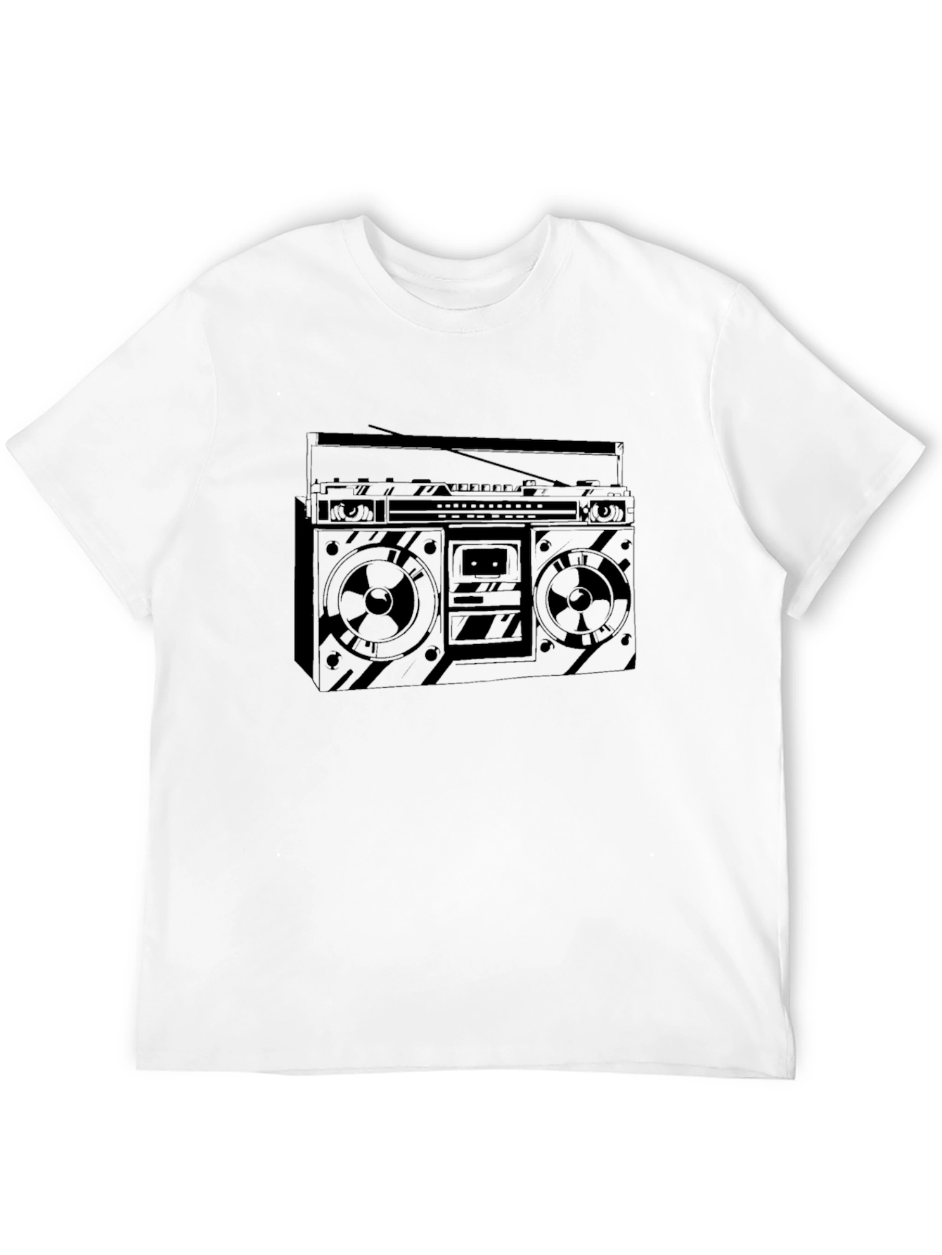 Retro Boombox Graphic Tee - Classic Black T-Shirt