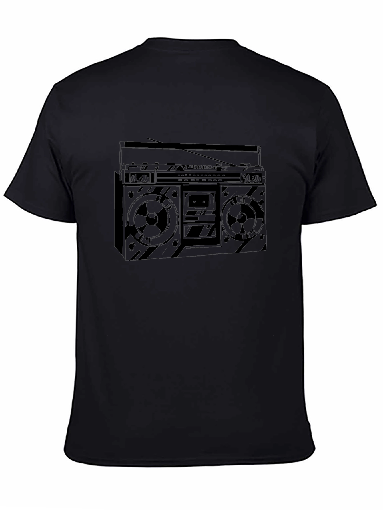 Retro Boombox Graphic Tee - Classic Black T-Shirt