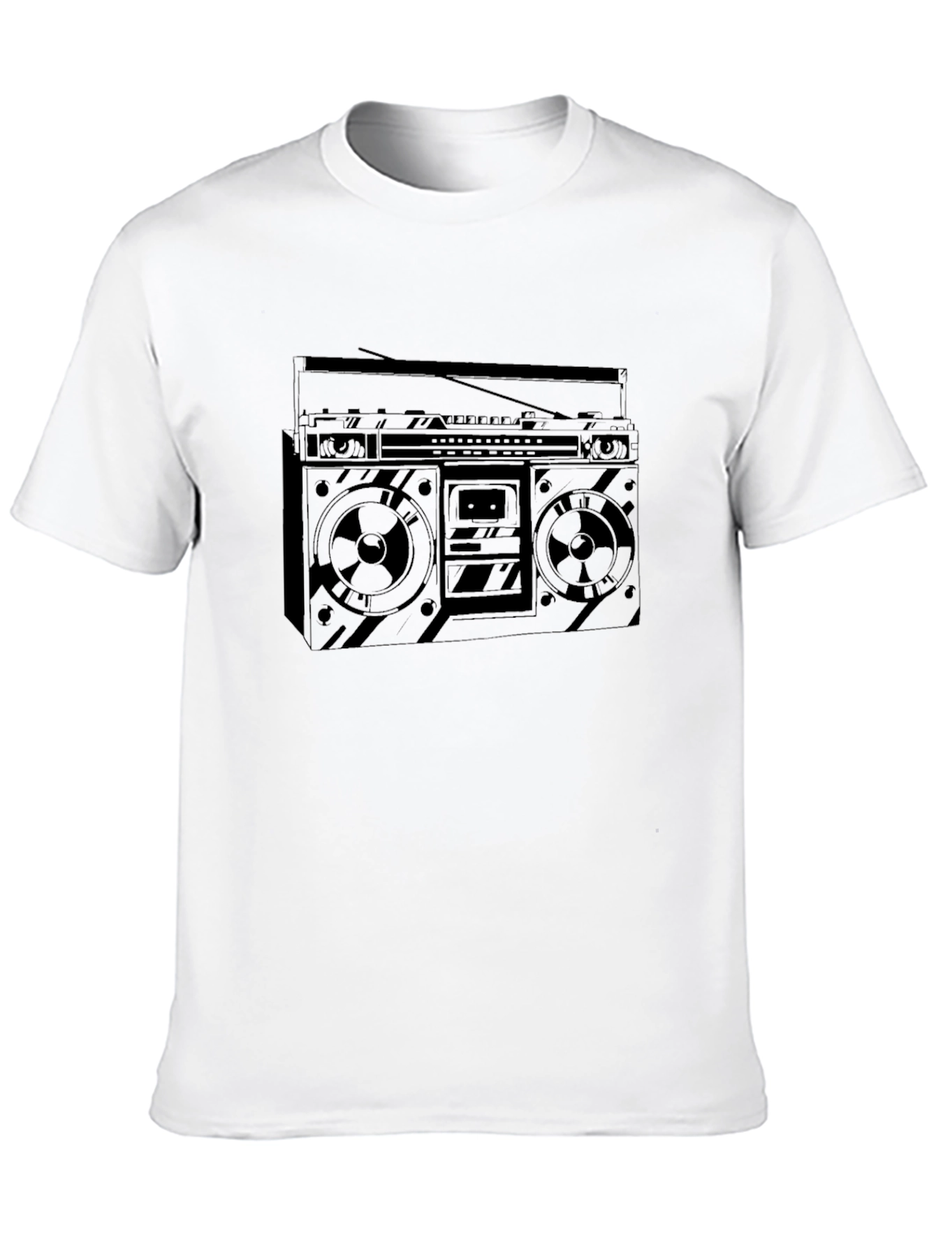 Retro Boombox Graphic Tee - Classic Black T-Shirt