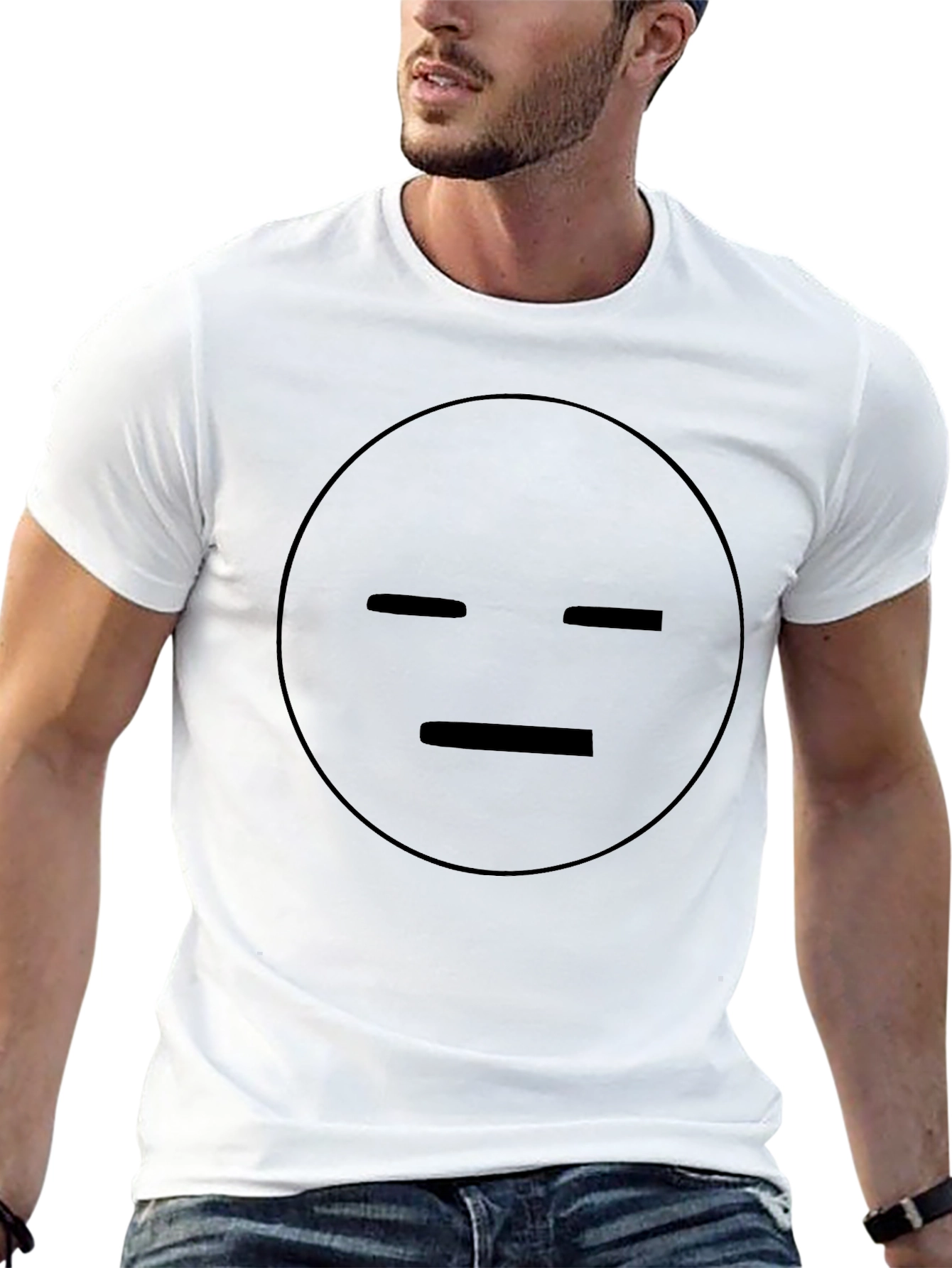 Expressionless Face Black Tee - Minimalist Style