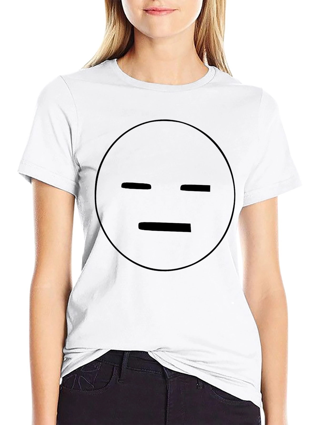 Expressionless Face Black Tee - Minimalist Style