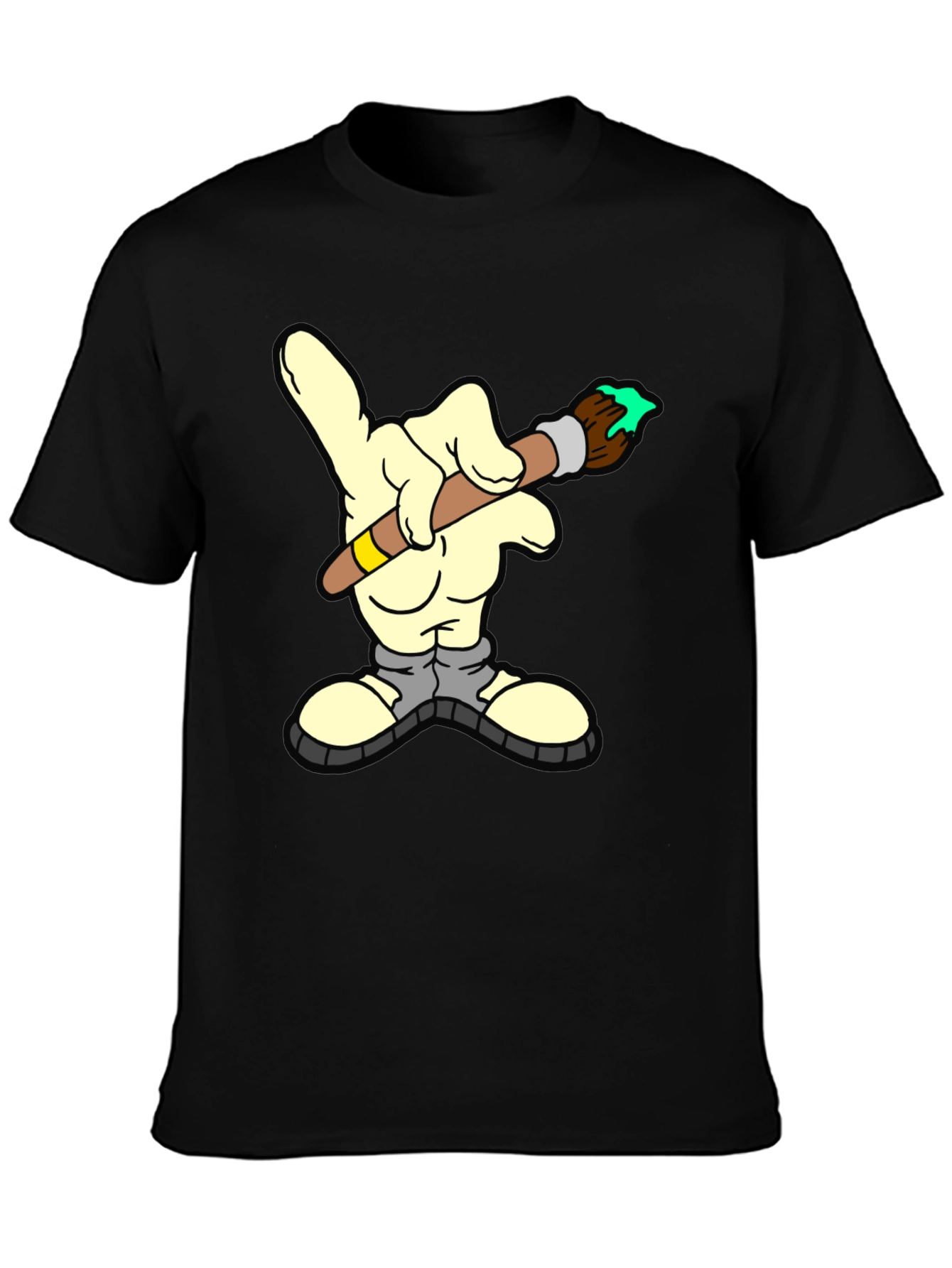 Cartoon Hand Painter T-Shirt - Unique Graphic Tee