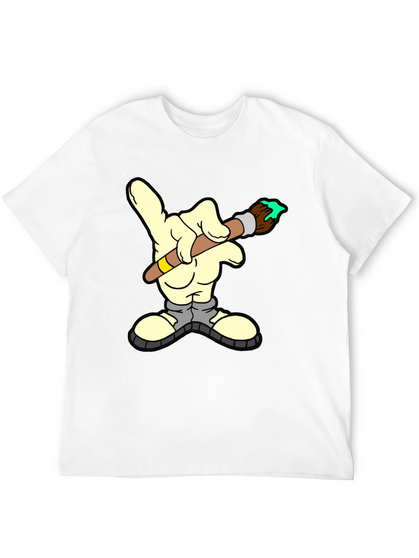 Cartoon Hand Painter T-Shirt - Unique Graphic Tee