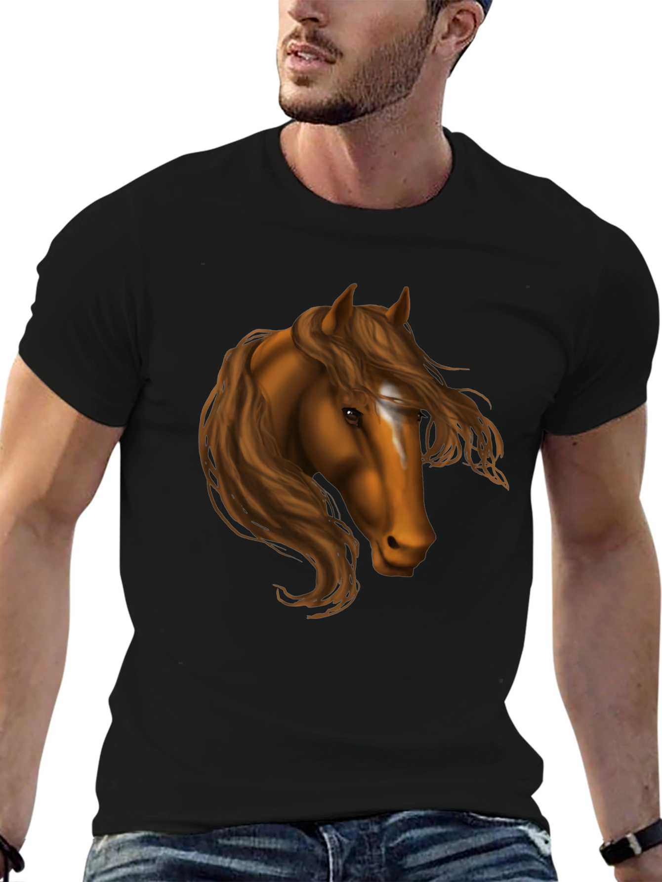 Horse Head Graphic Tee - Black T-Shirt