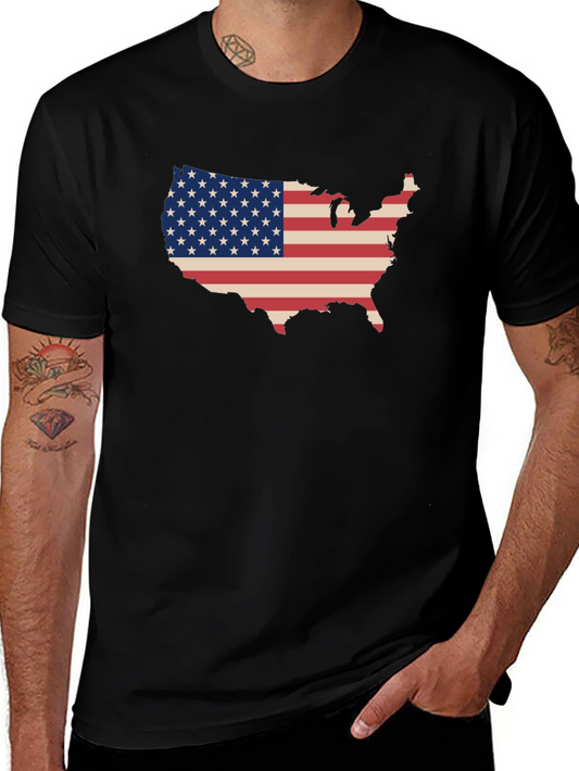 USA Flag Map Graphic Tee - Patriotic Style