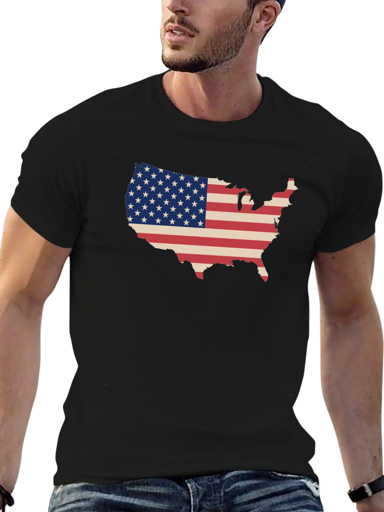 USA Flag Map Graphic Tee - Patriotic Style