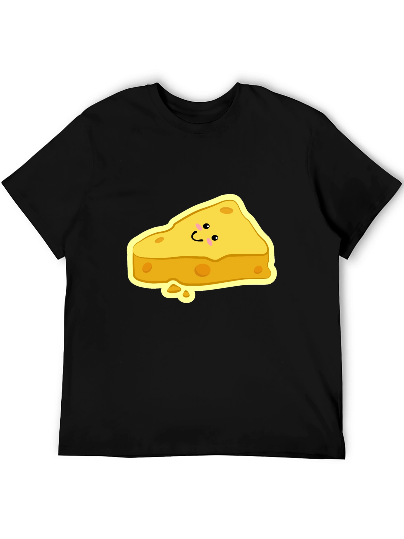 Cartoon Cheese Slice Black T-Shirt