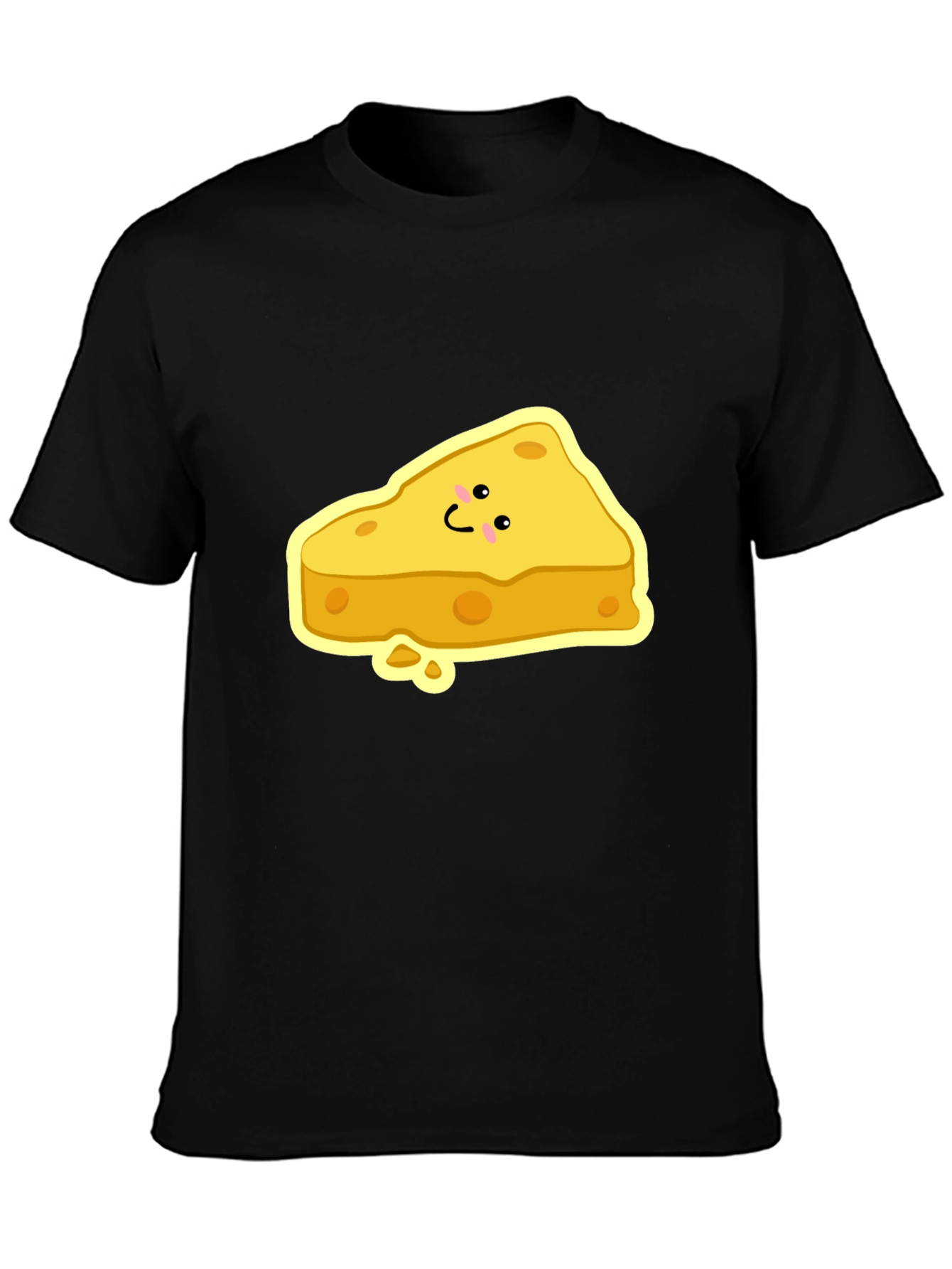 Cartoon Cheese Slice Black T-Shirt