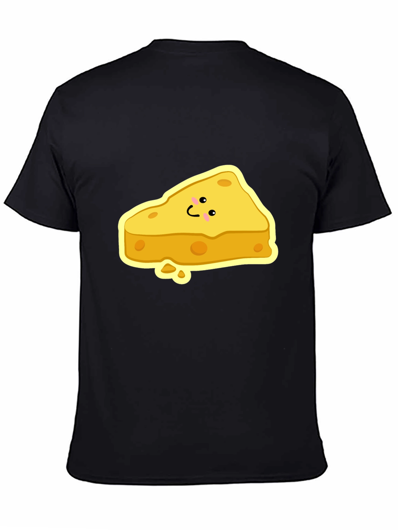 Cartoon Cheese Slice Black T-Shirt