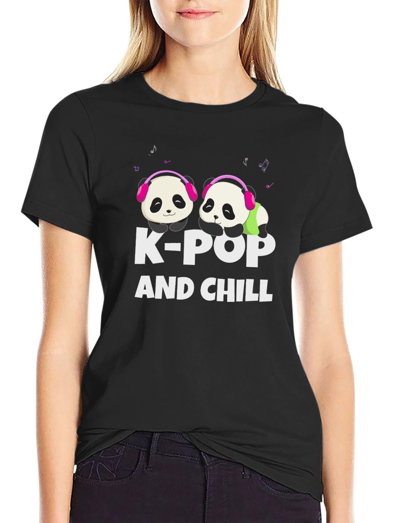 K-Pop and Chill Panda Graphic T-Shirt